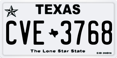 TX license plate CVE3768