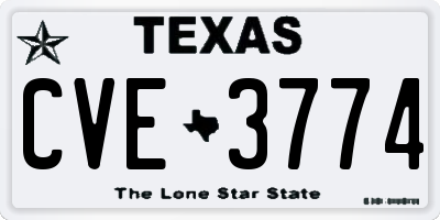 TX license plate CVE3774