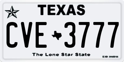 TX license plate CVE3777
