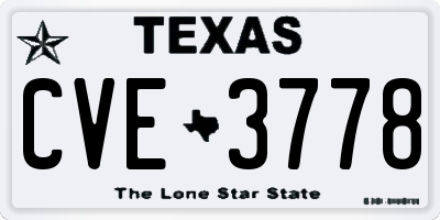 TX license plate CVE3778