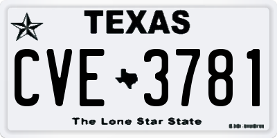 TX license plate CVE3781