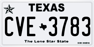 TX license plate CVE3783