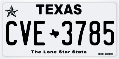 TX license plate CVE3785