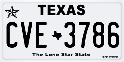 TX license plate CVE3786