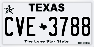 TX license plate CVE3788