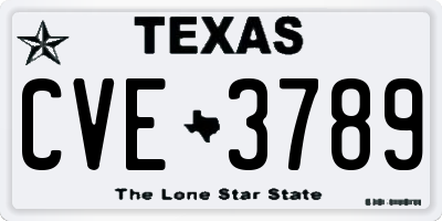 TX license plate CVE3789