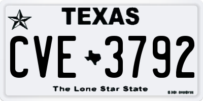 TX license plate CVE3792