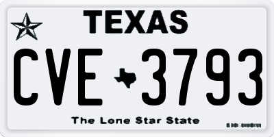 TX license plate CVE3793