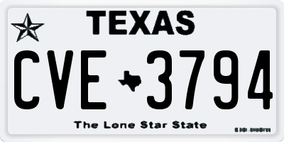 TX license plate CVE3794