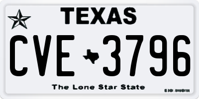 TX license plate CVE3796