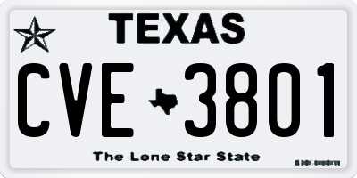 TX license plate CVE3801
