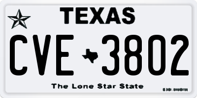 TX license plate CVE3802