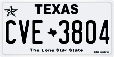TX license plate CVE3804