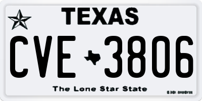 TX license plate CVE3806