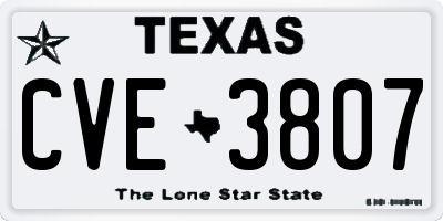 TX license plate CVE3807