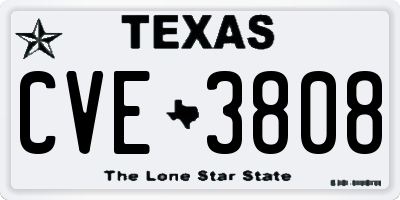 TX license plate CVE3808