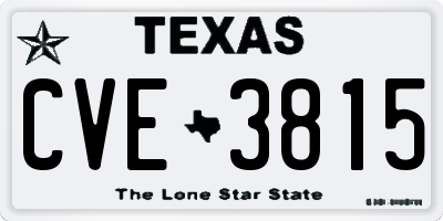 TX license plate CVE3815