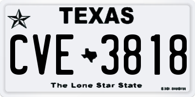 TX license plate CVE3818