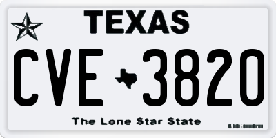 TX license plate CVE3820