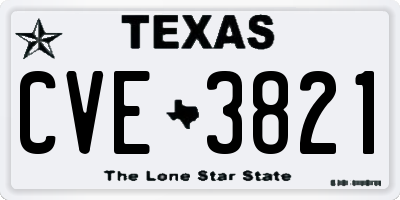 TX license plate CVE3821