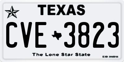 TX license plate CVE3823