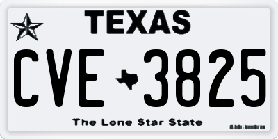 TX license plate CVE3825