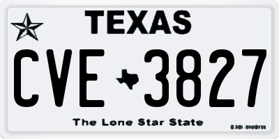 TX license plate CVE3827
