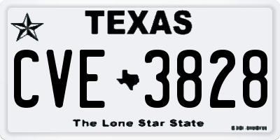 TX license plate CVE3828