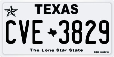 TX license plate CVE3829