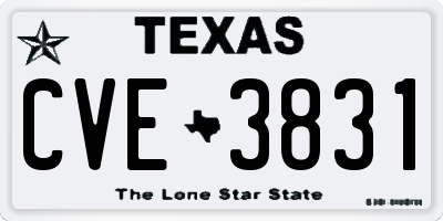 TX license plate CVE3831