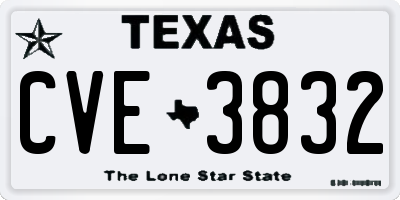 TX license plate CVE3832