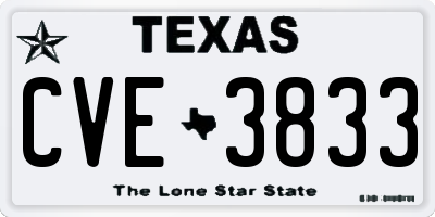 TX license plate CVE3833