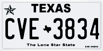 TX license plate CVE3834