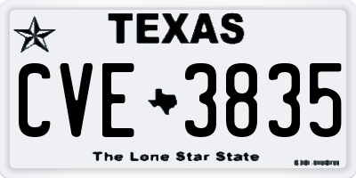 TX license plate CVE3835