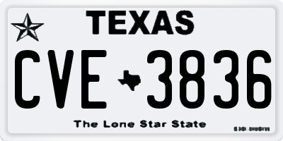 TX license plate CVE3836