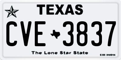 TX license plate CVE3837