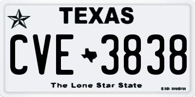 TX license plate CVE3838