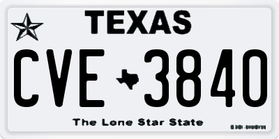 TX license plate CVE3840