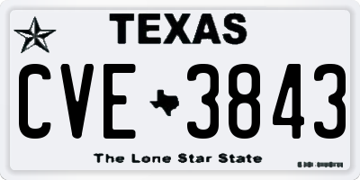 TX license plate CVE3843