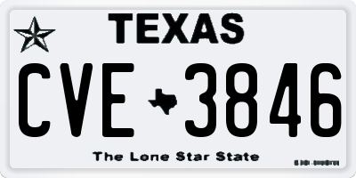 TX license plate CVE3846