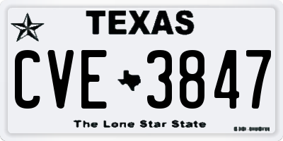 TX license plate CVE3847