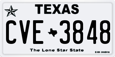 TX license plate CVE3848