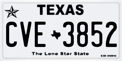 TX license plate CVE3852