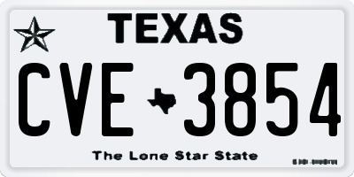TX license plate CVE3854