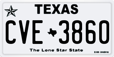 TX license plate CVE3860