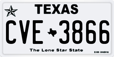TX license plate CVE3866