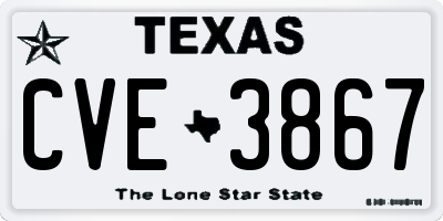 TX license plate CVE3867