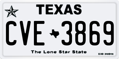 TX license plate CVE3869
