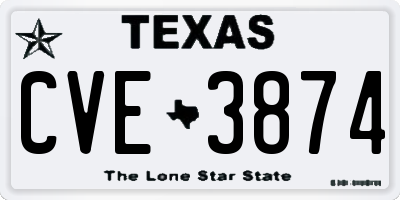TX license plate CVE3874
