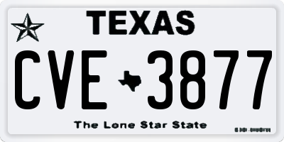 TX license plate CVE3877
